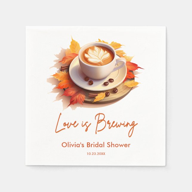 Herbstliche Liebe ist das Break Coffee Brautparty Serviette (Vorderseite)
