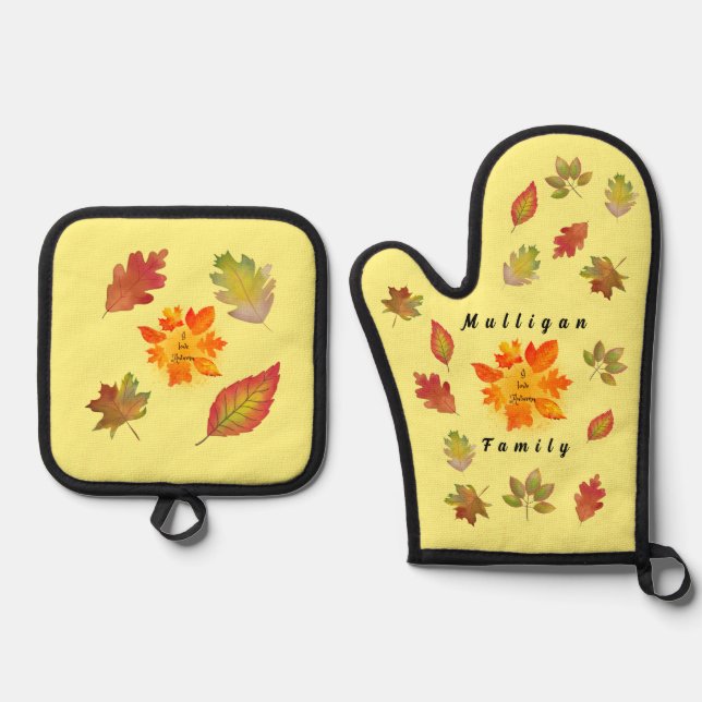 Herbstliche Liebe Ofenhandschuh & Topflappen-Set (Vorderseite)