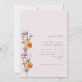 Herbstliche Lila und orangefarbene Wildblumen Hoch Einladung