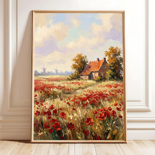 Herbstliche niederländische Landschaftswandkunst L Poster