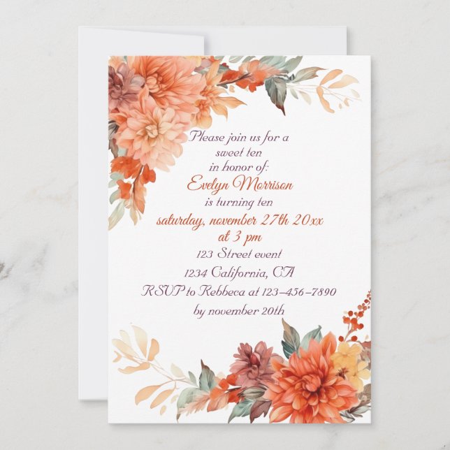 Herbstliche Niedliche Gnome Herbstlaub Geburtstag Einladung (Vorderseite)