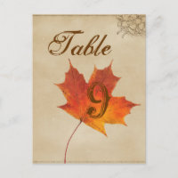 Herbstliche Orange Herbstlaub Hochzeiten Tischnumm