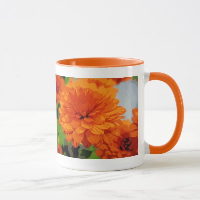 Herbstliche Orange Mums Tasse Getränke (Rechts)