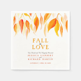Herbstliche Orangenhochzeit in der Liebe Blätter Serviette