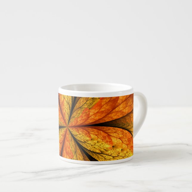 Herbstliche Pflanze, Modernes Abstraktes Fraktal Espressotasse (Vorderseite Rechts)