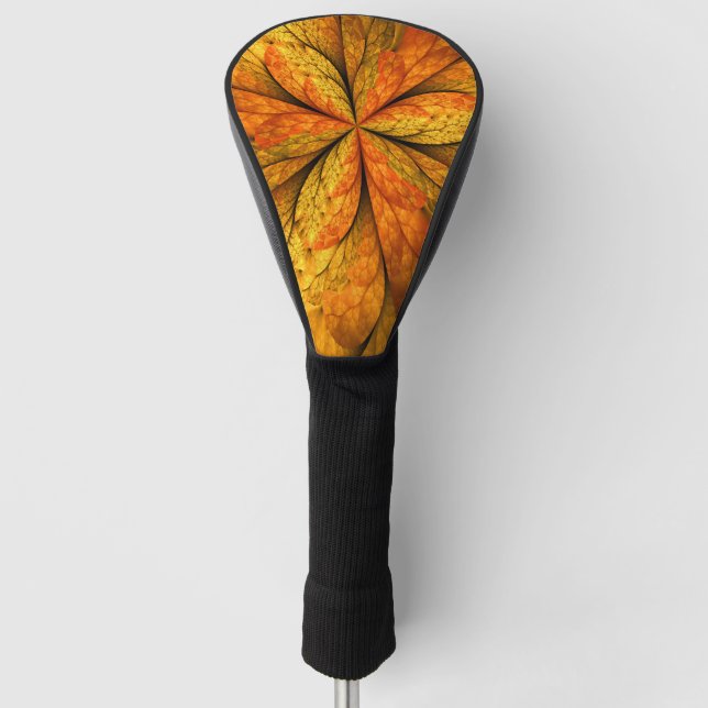 Herbstliche Pflanze, Modernes Abstraktes Fraktal Golf Headcover (Vorderseite)