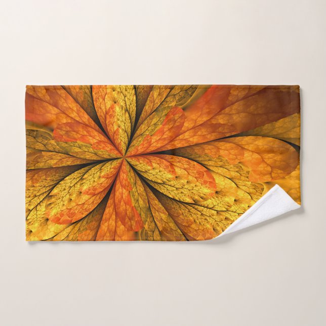 Herbstliche Pflanze, Modernes Abstraktes Fraktal Handtuch (Handtuch)
