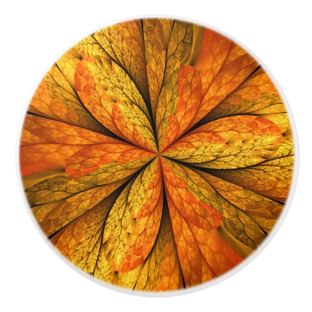 Herbstliche Pflanze, Modernes Abstraktes Fraktal Keramikknauf (Vorderseite)