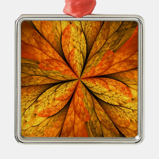 Herbstliche Pflanze, Modernes Abstraktes Fraktal Ornament Aus Metall (Vorne)