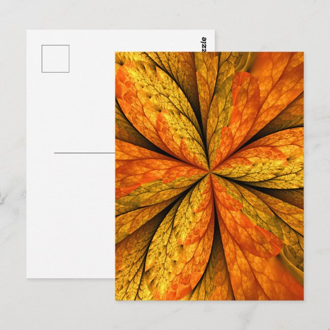 Herbstliche Pflanze, Modernes Abstraktes Fraktal Postkarte (Vorne/Hinten)