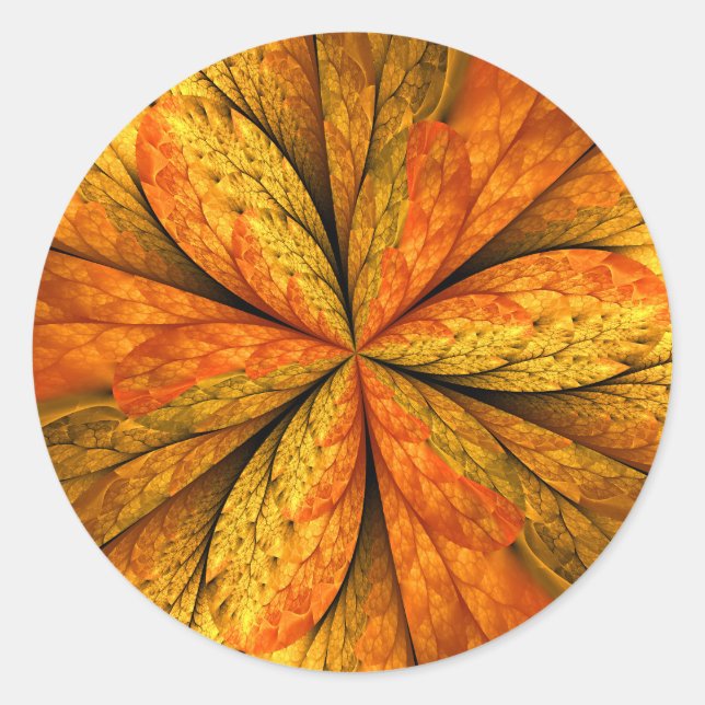 Herbstliche Pflanze, Modernes Abstraktes Fraktal Runder Aufkleber (Vorderseite)