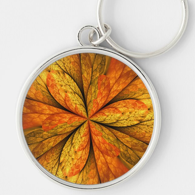 Herbstliche Pflanze, Modernes Abstraktes Fraktal Schlüsselanhänger (Vorne)