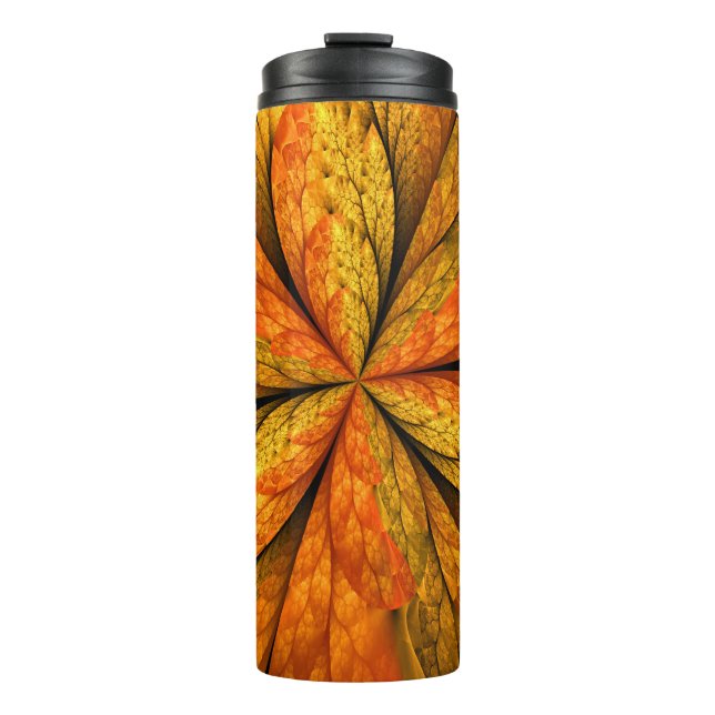 Herbstliche Pflanze, Modernes Abstraktes Fraktal Thermosbecher (Vorderseite)