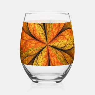 Herbstliche Pflanze, Modernes Abstraktes Fraktal Weinglas Ohne Stiel
