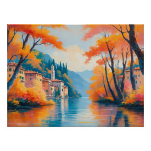 Herbstliche Reflektion - Landschaft der Natur Poster