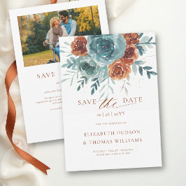 Herbstliche Romantische Sanfte Türkis Orange Wasse Save The Date
