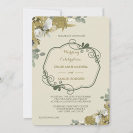 Herbstliche Rose in Gold und Silber Einladung