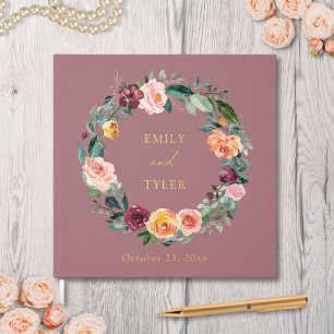 Herbstliche Rosenblumen-Blumenkranz-Hochzeit Gästebuch