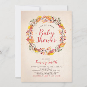 Herbstliche rustikale Blumen-Baby-Shower-Einladung Einladung