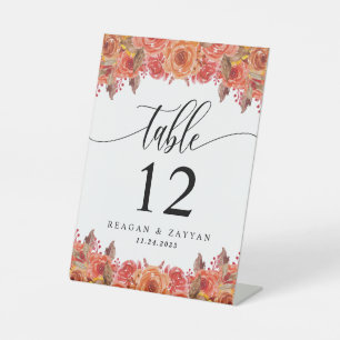 Herbstliche Rustikale Blumen Herbst Hochzeit Tisch Sockelschild