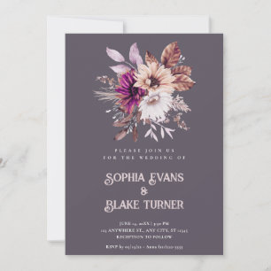 Herbstliche rustikale Blumeneinladung zur Hochzeit Einladung