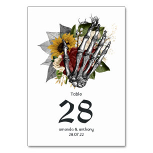 Herbstliche Rustikale Florale Gotische Hochzeit Tischnummer