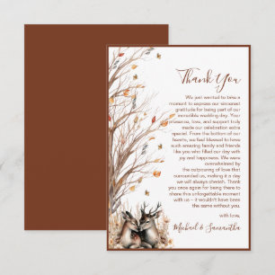 Herbstliche Rustikale Hirsch Hochzeitskollektion Dankeskarte