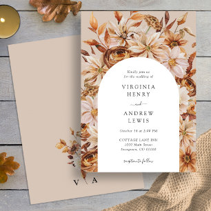 Herbstliche Rustikale Hochzeit Blumen Einladung