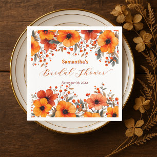 Herbstliche Rustikale Orange Florale Beeren Brautp Serviette