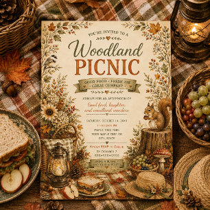 Herbstliche rustikale Wald-Picknick-Einladung  Einladung