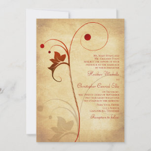 Herbstliche Rustikale Weinreben-Beeren-Hochzeitsei Einladung