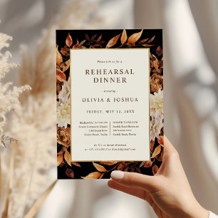 Herbstliche schwarze Hochzeitsprobe Dinner Einladung