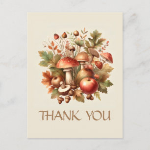 Herbstliche Stimmung Vintage Natur Pilz Eichel Apf Postkarte