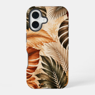 Herbstliche Tropische Monstera-Botanik-Muster iPhone 16 Hülle