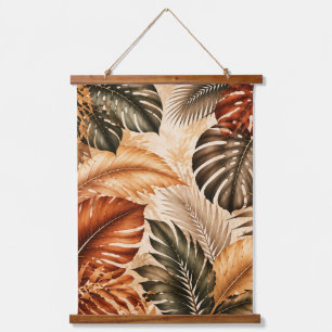 Herbstliche Tropische Monstera-Botanik-Muster Wandteppich Mit Holzrahmen