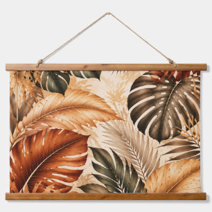 Herbstliche tropische Monstera-Botanik-Muster Wandteppich Mit Holzrahmen