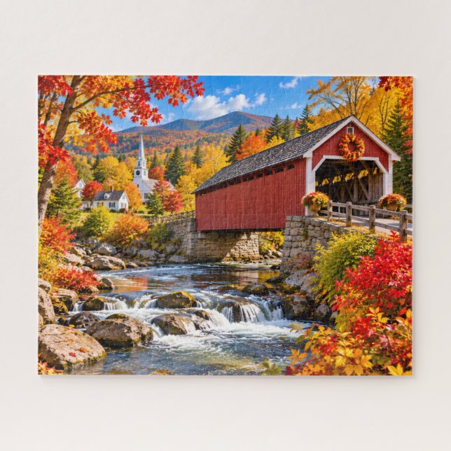 Herbstliche überdachte Brücke (Horizontal)
