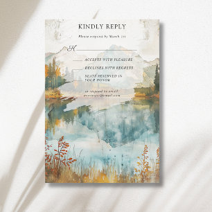 Herbstliche Vintage-Hochzeit am Bergsee RSVP Karte