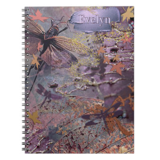 Herbstliche Violette Fantasie-Collage Notizblock