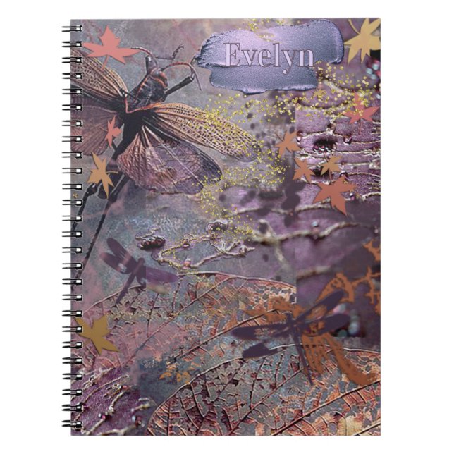 Herbstliche Violette Fantasie-Collage Notizblock (Vorderseite)