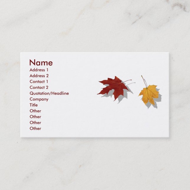 Herbstliche Visitenkarte (Vorderseite)