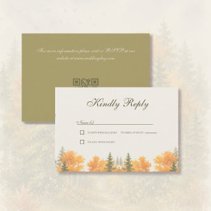 Herbstliche Waldkiefern Hochzeitsantwortkarte RSVP Karte