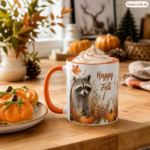 Herbstliche Waschbärenfamilie Glücklicher Herbst  Tasse