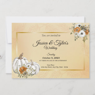 Herbstliche weiße Kürbis-Rost-Hochzeitseinladungen Save The Date