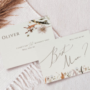 Herbstliche Wildblume   Beige Trauzeuge Vorschlag  Einladung