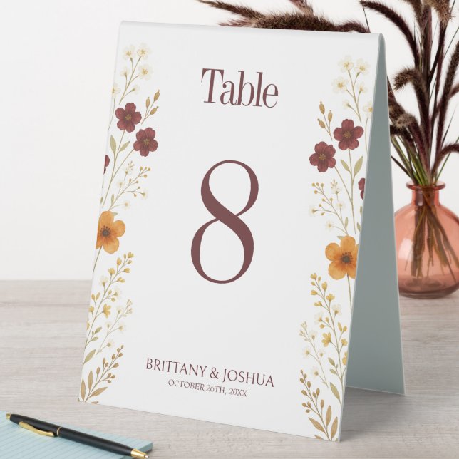 Herbstliche Wildblume Elegant Boho Hochzeit Tischaufsteller (In Situ (Tisch))