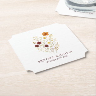 Herbstliche Wildblume Elegant Boho Hochzeit Untersetzer
