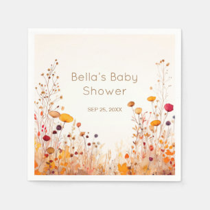 Herbstliche Wildblume Kinderdusche Einladung Serviette