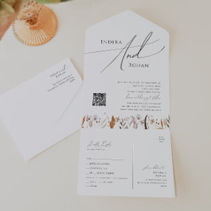 Herbstliche Wildblume Lässiges QR-Code-Siegel un All In One Einladung