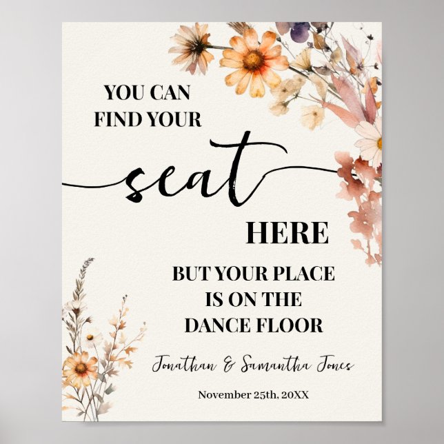 Herbstliche Wildblume Sitzhochzeit finden Poster (Vorne)
